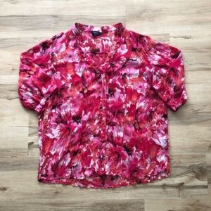 Reitmans Pink and Red Floral Blouse